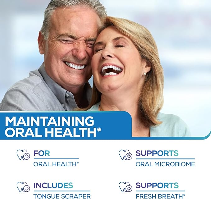 Oral Probiotics & Tongue Scraper for Bad Breath Support - Chewable Dental Probiotic for Teeth & Gums & Fresh Breath - 6 Probiotic Strains - BLIS M18 - Supportive Oral Probiotic - Mint Flavored - 60ct