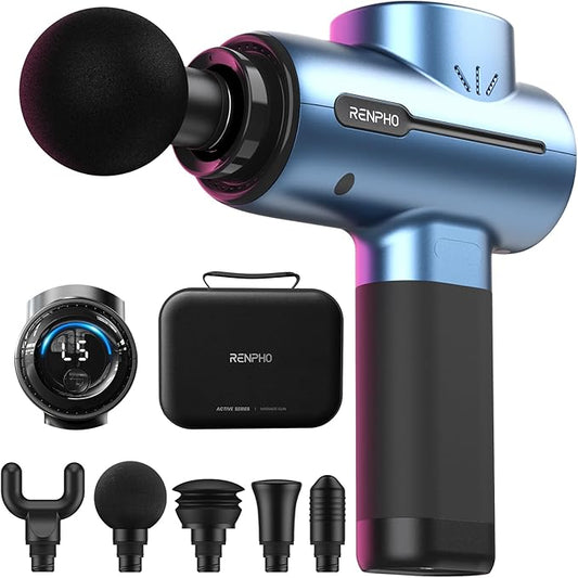 RENPHO Massage Gun Deep Tissue, Portable Percussion Massager for Back and Neck, Gifts for Men and Women, Handheld Device with Carry Case, Active