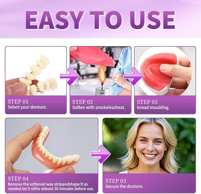 At-Home DIY Denture Kit: Full Set of Upper & Lower False Teeth for DIY Smile Transformation-A03