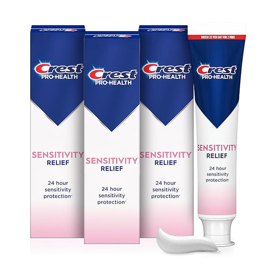 Crest Sensitivity Toothpaste 4.8 oz (3 Pack), Relieves Sensitivity, Strengthens Gums, Anticavity, Clinically Proven, Antibacterial Toothpaste