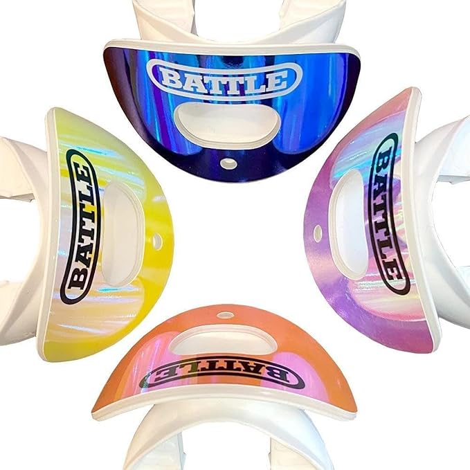 Battle Sports Iridescent Oxygen Football Mouthguard - Football Mouth Guard with Strap, Superior Airflow and Better Performance, Maximum Breathability, Works with Braces
