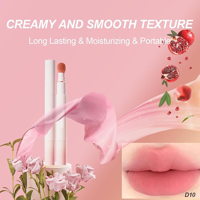 Cushion Lip Powder Cream, Matte Lip Cream - Long-Lasting & Smooth Skin, Non-Drying, Moisturizing Non-Fading Lipstick, CreaM Velvet Finish, Lightweight (N03 Brick red)