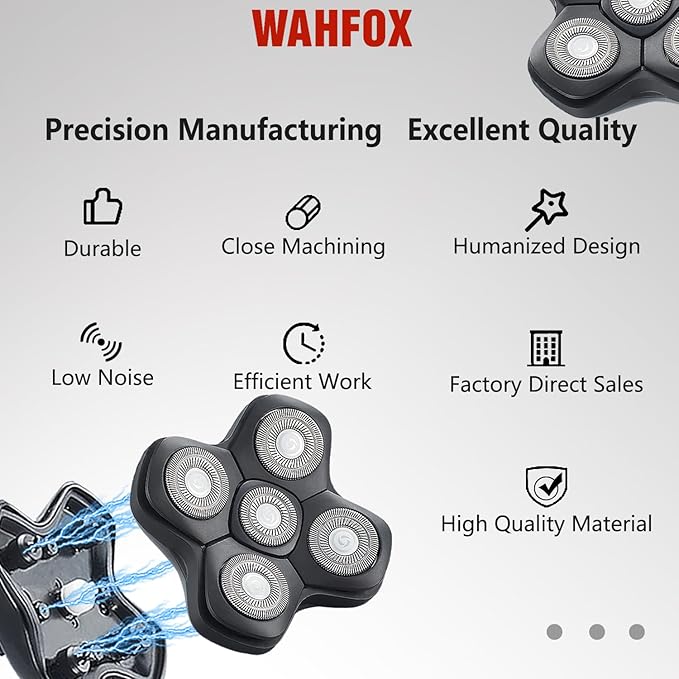 WAHFOX Magnetic 5 Heads Shaver Replacement Heads Compatible with Bird Freedom Shaver
