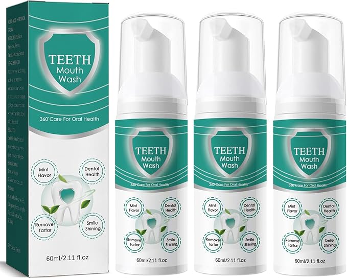 Teeth Total Care Mouthwash, Ultra-Fine Herbal Foam, Mint Taste, Repairs Sensitive Teeth, Refreshes Breath, Cleans Deeply, Solves Oral Problems (3pc)