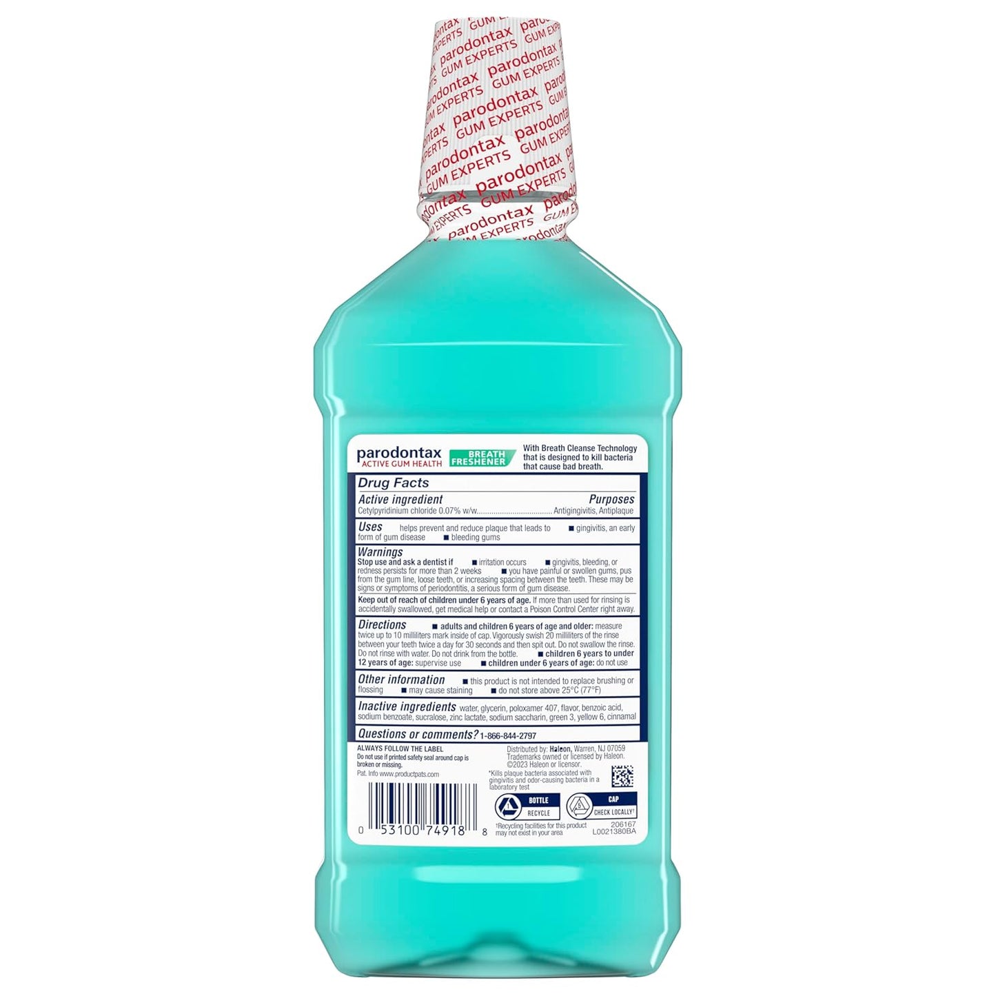 Parodontax Active Gum Health Mouthwash, Antiplaque and Antigingivitis Gum Mouthwash, Clear Mint, 16.9 Fl Oz x 3