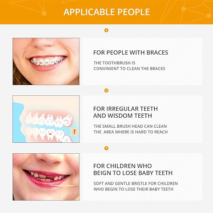 Boao 6 Pieces Tuft Toothbrush Tufted End-tuft Soft Trim Single Compact Interdental for Detail Cleaning Tapered Brush(Cyclinder Brush)