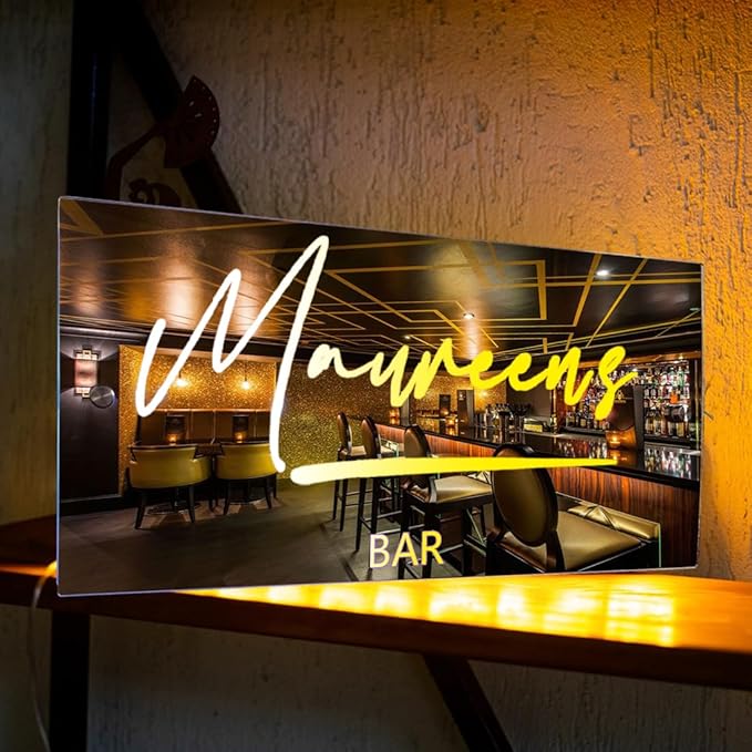 Personalized LED Name Mirror Light - Custom Multi Colour Lighting Mirror, Name Sign, Wall Decor for Bedroom, Bar, Barber Shop