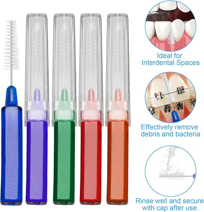 B Rush Interdental Advanced Brush for Braces, Oral Teeth Cleaning, Dental Disposable Soft Flossing Brushpicks Removes Plaque, Tapered Head Reach Both Small Tight Gaps and Wide Spaces (200 Pcs)
