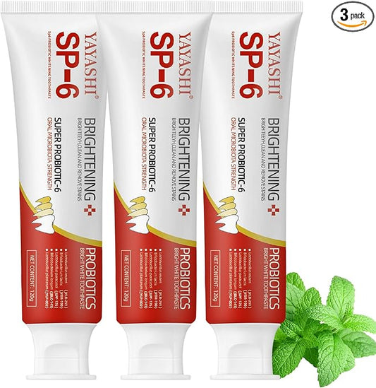 SP-6 Probiotic Whitening Toothpaste, sp6 whitening Toothpaste, Enhanced Formula with 6 Probiotics for Teeth Whitening and Gum Health - Enamel-Safe, Fluoride-Free, Fresh Mint Flavor