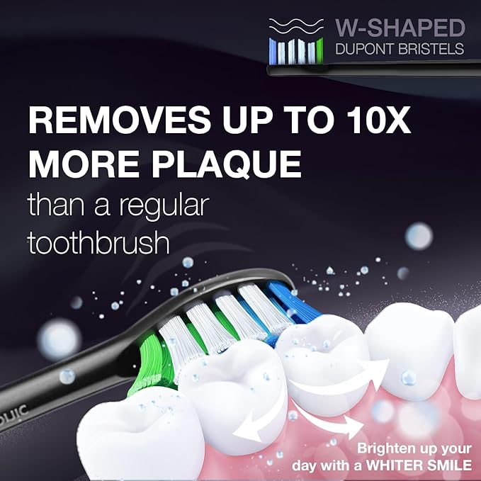 Wagner Stern WT8900 Series Electric Toothbrush – Whitening & Pressure Sensor, 5 Modes, 3 Intensities, 8 Soft Brush Heads, Rechargeable, Travel Case Included