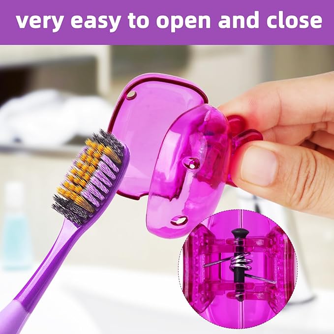 Waenerec 6 Pack Toothbrush Covers Portable Toothbrush Protector Coverings Clips Travel Protector Plastic Brush Pod Protection Clip Case Tooth Brush Covers for Kids Bathroom Home Travel Supplies