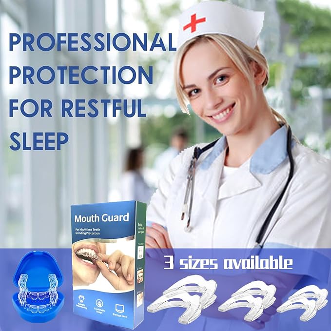 MouthGuard for Grinding Teeth at Night, 3 Sizes, Teeth Grinding Mouth Guard for Sleep, Mouth Guard for Clenching at Night, Perfect fit Anti-Grinding Night Guard for Adults
