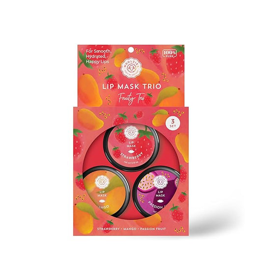 Overnight Lip Sleeping Masks Trio - Set of 3 All Natural Hydrating Lip Treatment - Overnight Repair for Soft, Smooth, Hydrated Lips (3 Pack, Fruity Trio)