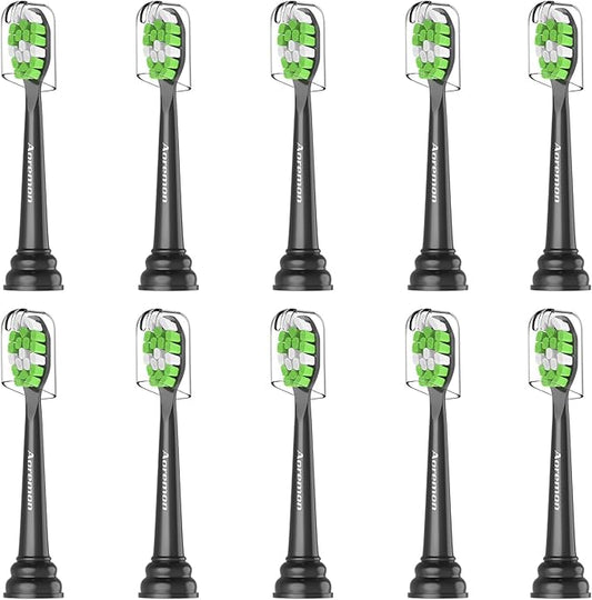 Aoremon Toothbrush Replacement Heads for Phillips Sonicare Replacement Brush Head Compatible with Most Philips Sonicare Click-on Electric Toothbrush, Black 10 Pcs