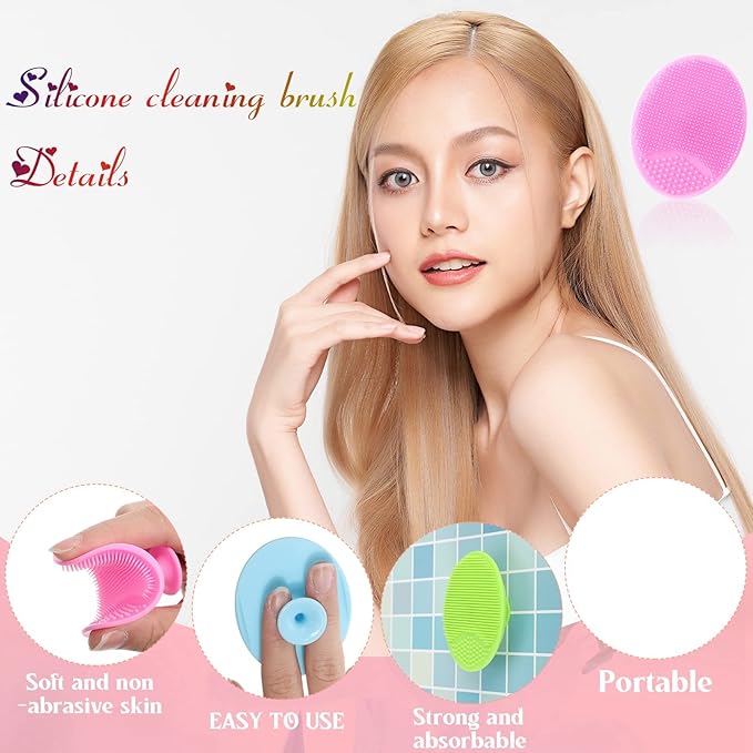 Roshtia 100 Pcs Silicone Face Scrubber Facial Cleansing Brush Handheld Soft Bristle Face Exfoliator Manual Cleansing Wash Brush for Massage Body Skin Care Pore Blackhead Removal, 20 Colors