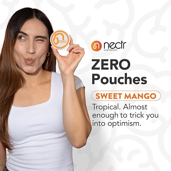 Nectr Energy Zero Pouches - No Caffeine, No Sugar, Zero Calories Mini Pouches for Oral Fixation and Stress Relief - 4 Pucks of 20 - Sweet Mango Flavor