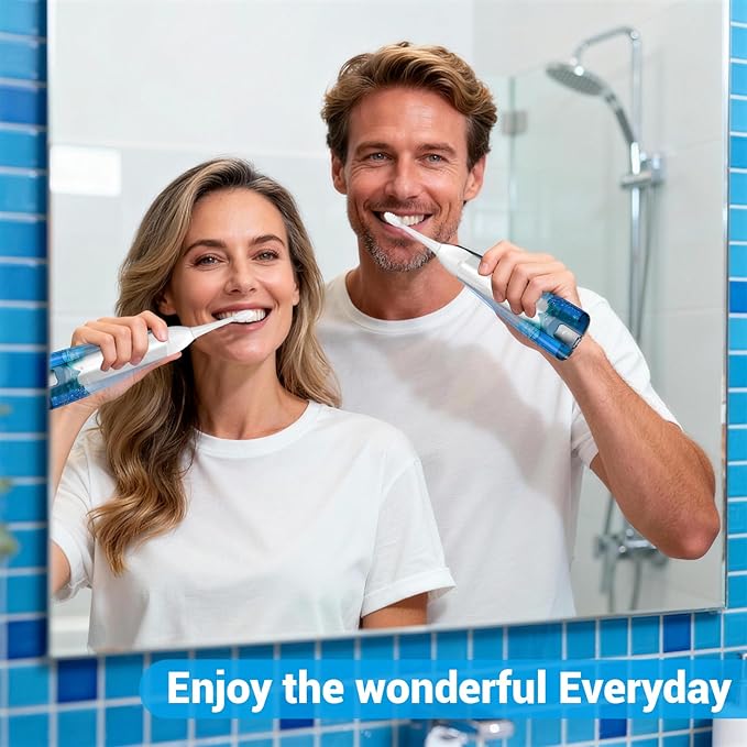 Electric Toothbrush with Water Flosser, 3-in-1 Sonic Modes, 5 Flossing Speeds with 2 Brushes + 2 Nozzles, Portable Flossing Toothbrush Combo for Adults Teeth Cleaning Kit for Travel (White)