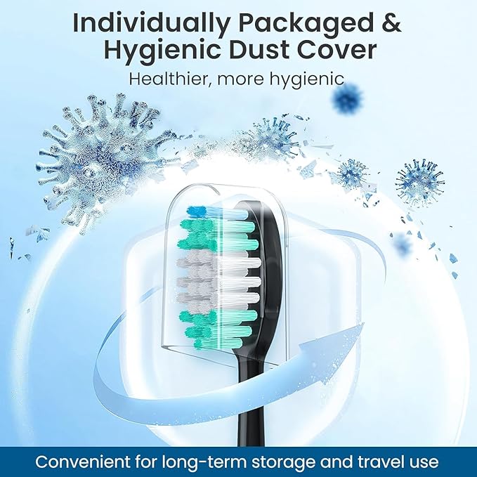 Replacement Toothbrush Heads 16 Pack Compatible with AquaSonic Black Series, Vibe Series, and Duo Series Pro Electric Toothbrush, Black