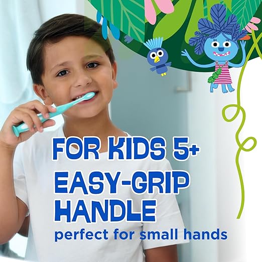 GUM Monsterz Jr Kids’ Toothbrush, Soft Bristled Children’s Toothbrush with Suction Cup, for Ages 5+, 1 Count(Pack of 6)