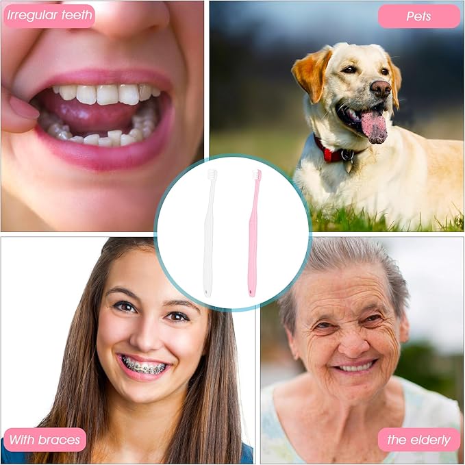 WLLHYF 2 Pieces Tuft Toothbrush Small Head End Tapered Interdental Interspace Nursing Soft Tiny Toothbrush Orthodontic Periodontal Dental Products(Blue + Green)