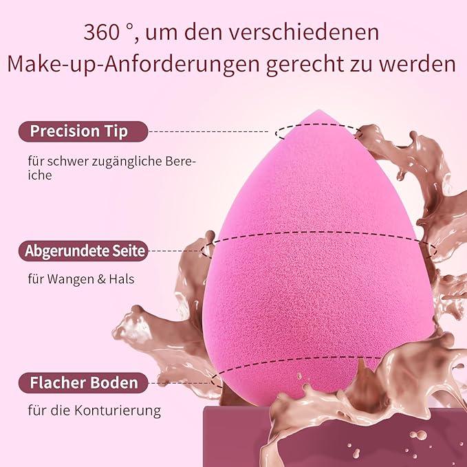 BEAKEY Super Soft Makeup Sponge Set of 6, Makeup Sponges for Foundation, Liquid, Cream and Powder, Pink Beauty Sponge for Blending, 0 Latex Blender