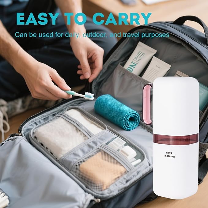Toothbrush Travel Case,Toothbrush Holder and Rinse Cup with Handle Travel Toothbrush Holder,Multifunctional Toothbrush Cup,Large Capacit Travel Toothbrush Holder with Mouthwash Cup(Purple+Blue)