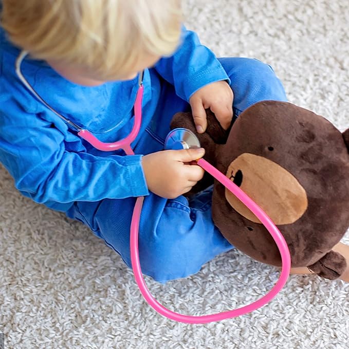 Zcaukya Kids Stethoscope, 2 Pack Real Working Nursing Stethoscope for Kids Role Play, Doctor Game, Blue and Pink