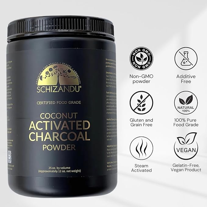 Organic Charcoal Powder Activated Charcoal Natural, Vegan, Organic, GMO Free - Large Bottle 25 oz Powder - 2pack