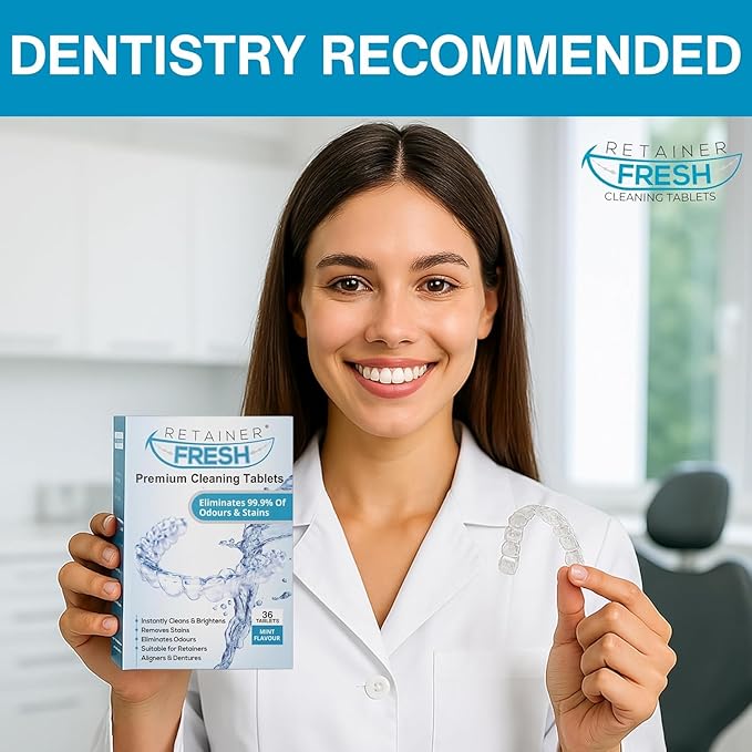 Retainer Cleaner Tablets - 36 Tablets 1 Month Retainer Fresh - Retainer Cleaning Tablets, Mouth Guard Cleaner, Denture Cleaner, Aligner Cleaner, Brite Retainer Tablets