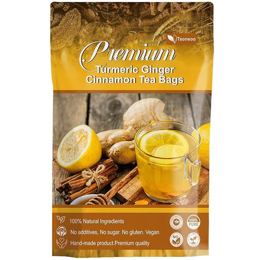 Premium Turmeric, Ginger, Cinnamon Blend Tea Bags, 100% Natural & No Additives & Caffeine Free. (1)