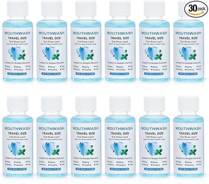 Travel Mouthwash Bulk, 1.2 Oz/35ml Mini Mouthwash Bulk, for Freshening Breath, Easy to Carry, Suitable for Work, Travel, Hotels, Dating Essentials (30-Pack)
