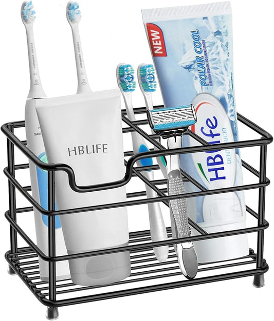 HBlife Large Electric Toothbrush Holder for Bathroom, Black Stainless Steel Bathroom Accessories Organizer for Small Spaces