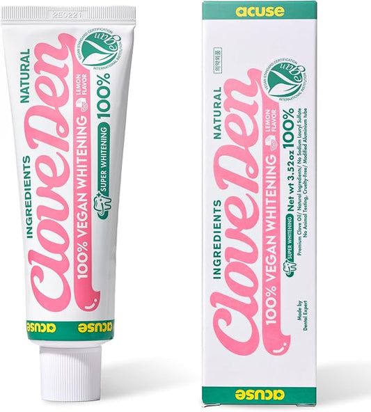 Fluoride Free Vegan Whitening Toothpaste – Hydrogen Peroxide Stain Removal, Hydroxyapatite Enamel Support, Gentle Daily Whitening, SLS-Free, Lemon Mint Freshness, 3.52oz / 100g
