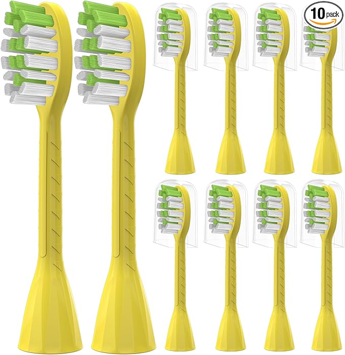 Toothbrush Replacement Heads Compatible with Philips One Series Sonicare Battery Toothbrush BH1022/02, 10 Pack Replacement Heads, Soft Bristles, Mango