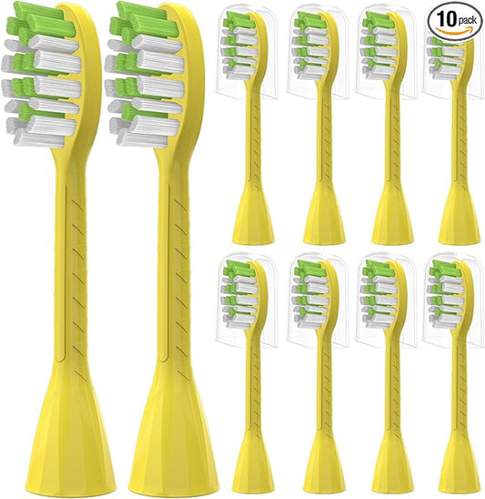 Toothbrush Replacement Heads Compatible with Philips One Series Sonicare Battery Toothbrush BH1022/02, 10 Pack Replacement Heads, Soft Bristles, Mango