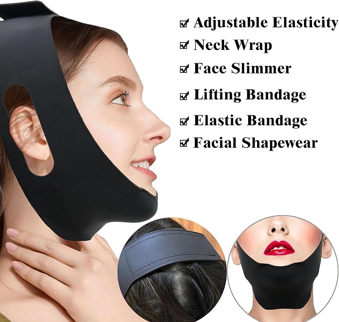 Post Surgical Silicone Chin Strap，Reusable Neck and Chin Lipo Compression Garment，Anti Snoring Chin Strap for Women & Men (Pink)