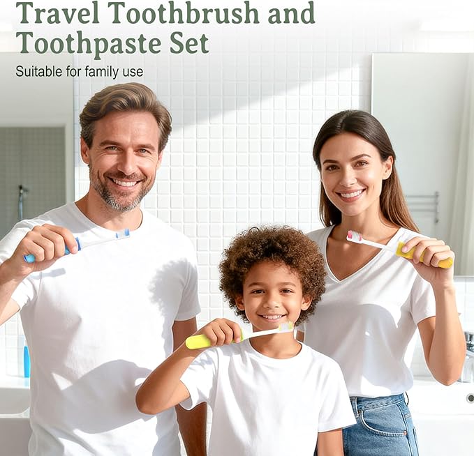 Travel Toothbrush, Toothbrush and Toothpaste Travel Set, Individually Packaged, Includes Storage Case, Foldable Design, 5 Colors, Ideal for Business Trips, and Hotels (50-Pack)