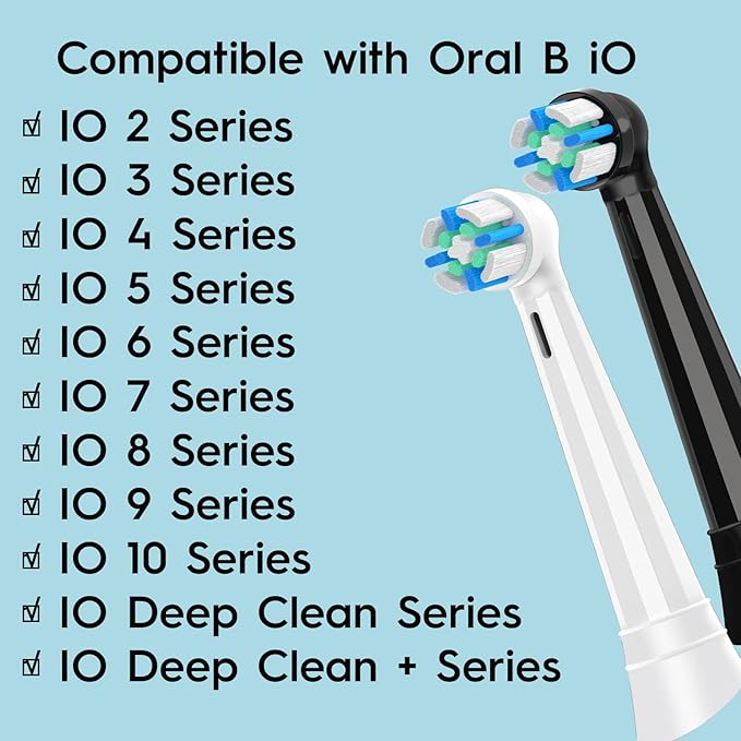 12 Pack Replacement Heads Compatible with Oral B IO 2/3/4/5/6/7/8/9/10/Deep Clean Series Electric Toothbrush, Brush Heads Refill Compatible with Oral B IO for Teeth and Gums Care (White)