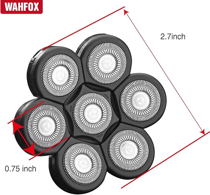 WAHFOX 7D Universal 7 Heads for HeadShaver,and Other Brand Head Shaver Replacement Blades, 7 Heads Beard Cutter Replacement Blade Easy Install Electric Razor Shaver