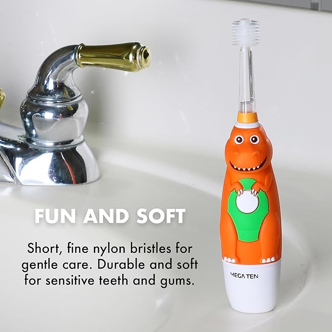 Brilliant Oral Care Kids Sonic Toothbrush Soft Replacement Heads, for Children Ages 5+, Orange, 2 Pack