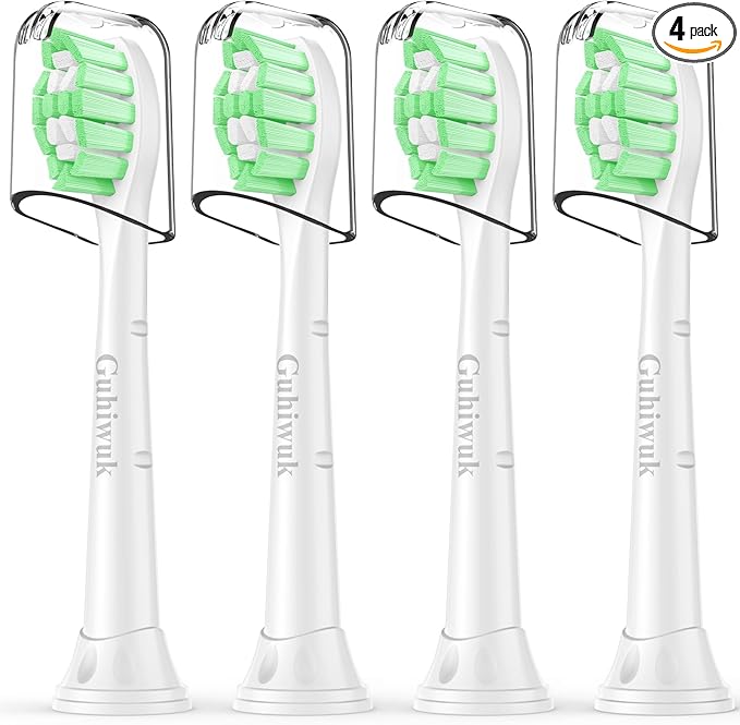 Guhiwuk Designed for Sonicare Replacement Heads, Electric Toothbrush Replacement Brush Heads Compatible with Philips Sonicare, 4 Pack, White