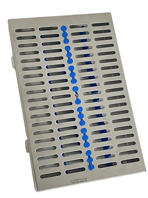 ArtLab-Dental Instrument Sterilization Cassette Rack Box (for 20 Pieces) for Dental Instruments Organizer and Dental Hygiene Sterilization Cassettes Rack Box (20 Slot-Blue)