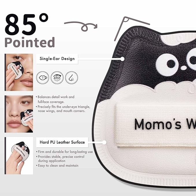 Lamb Toto Airy Marshmallow Puff,Makeup Sponge,Rubycell Material,Pointed Tip for Concealer + Flat Side for Foundation, Longwear Makeup, Travel Friendly & Reusable,2pcs Puffs & Storage Case