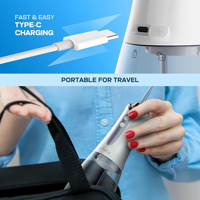 Cordless Water Flosser for Teeth Cleaning – 300ML Detachable Tank Oral Irrigator with 5 Tips & 5 Modes, IPX7 Waterproof, USB Rechargeable Dental Pick for Braces, Gums & Travel