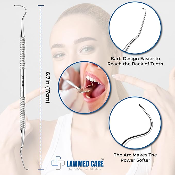Stainless Steel Dental Tool Set – Plaque & Tartar Remover with Dental Pick & Tooth Scraper