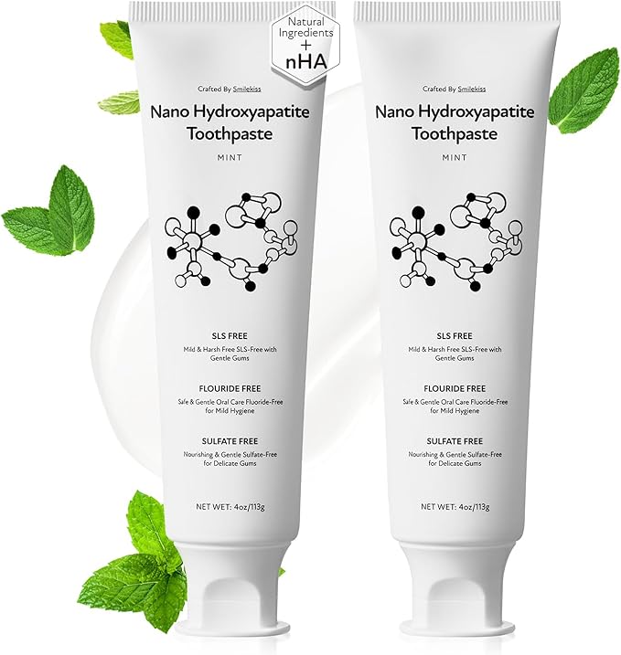 Fluoride Free Toothpaste with Nano Hydroxyapatite – Dentist Recommended for Remineralizing & Sensitive Teeth Relief – Mild Mint Natural Toothpaste for Adults & Kids, 8oz