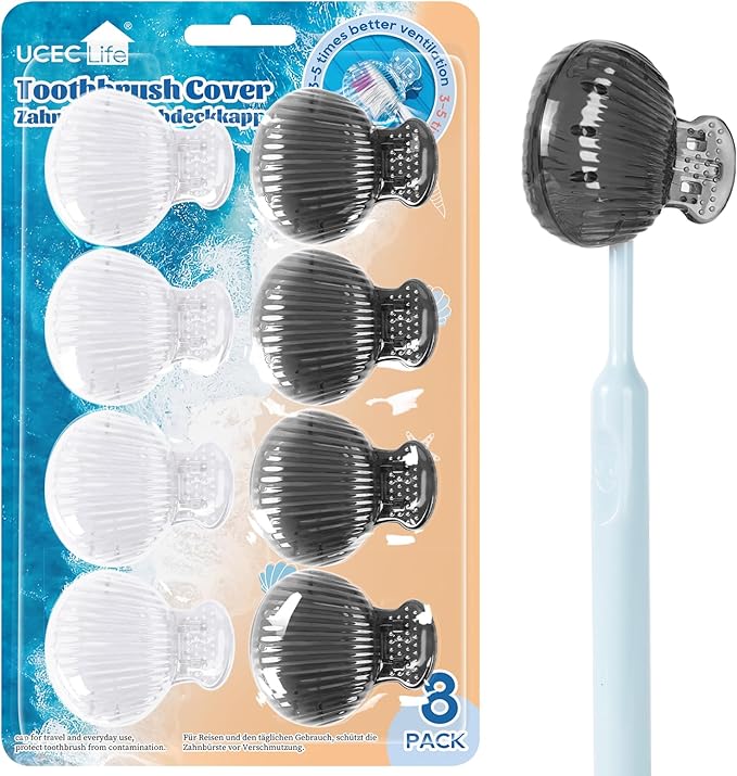 UCEC Toothbrush Covers, Toothbrush Caps Cover, Toothbrush Head Covers for Household Travel, Fits Electronic and Manual Toothbrushes, 8 Pack