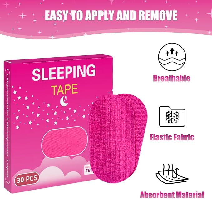 Mouth Tape for Sleeping Women 30 Count Pink Strip Tapes, Gentle