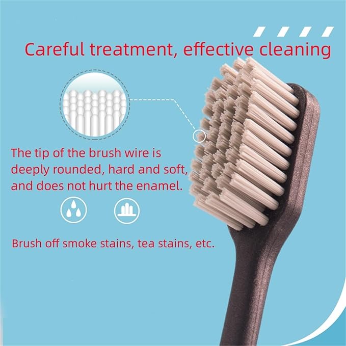 Adult Manual Hard-bristled Toothbrush with Cover, Wide Head Medium Size,for Cleaning Smoke Stain, Tartar, Coffee Stain, Tea Stain.【Hard Bristle Blue toothbrushes,5 Count (Pack of 1)】
