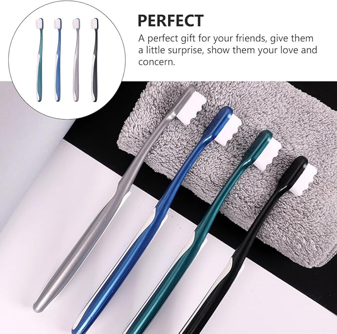 Adult Soft Bristle Toothbrushes 4pcs Large Head Flexible Manual Toothbrushes for Gentle Cleaning Oral Care Daily Use Random Color Random Color